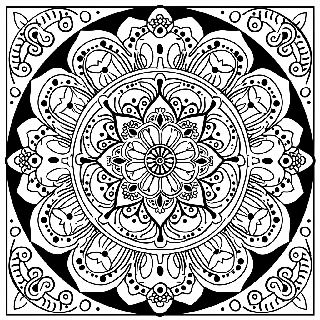 Mandala-style coloring design