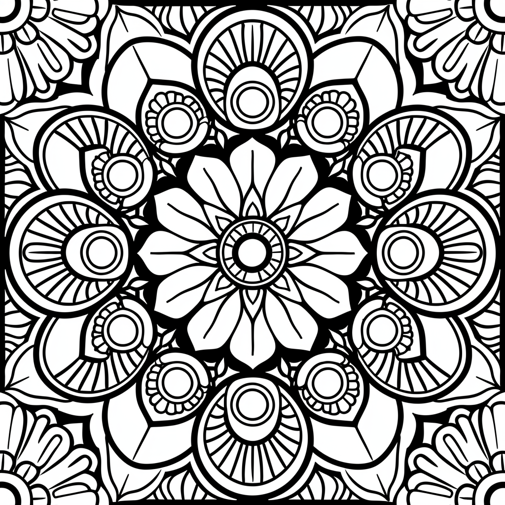 Mandala-style coloring design