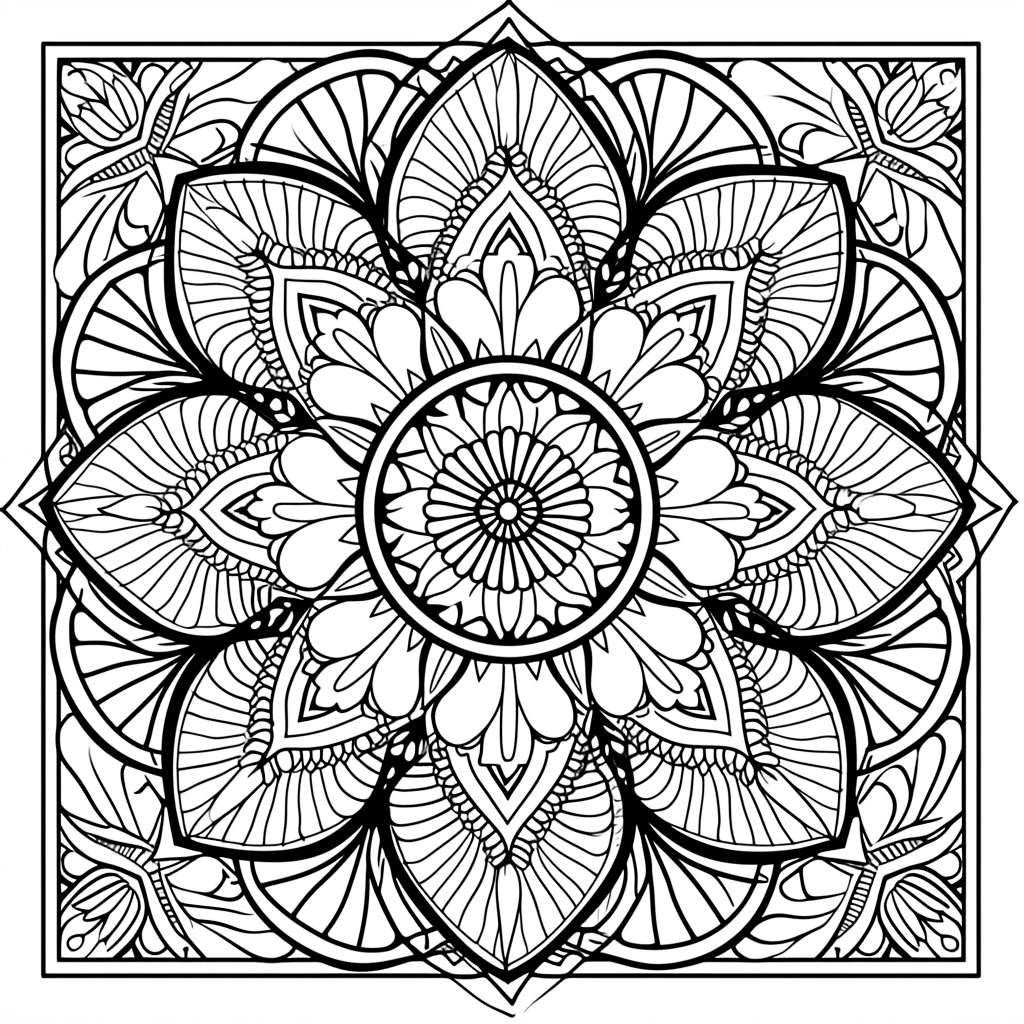 Mandala-style coloring design