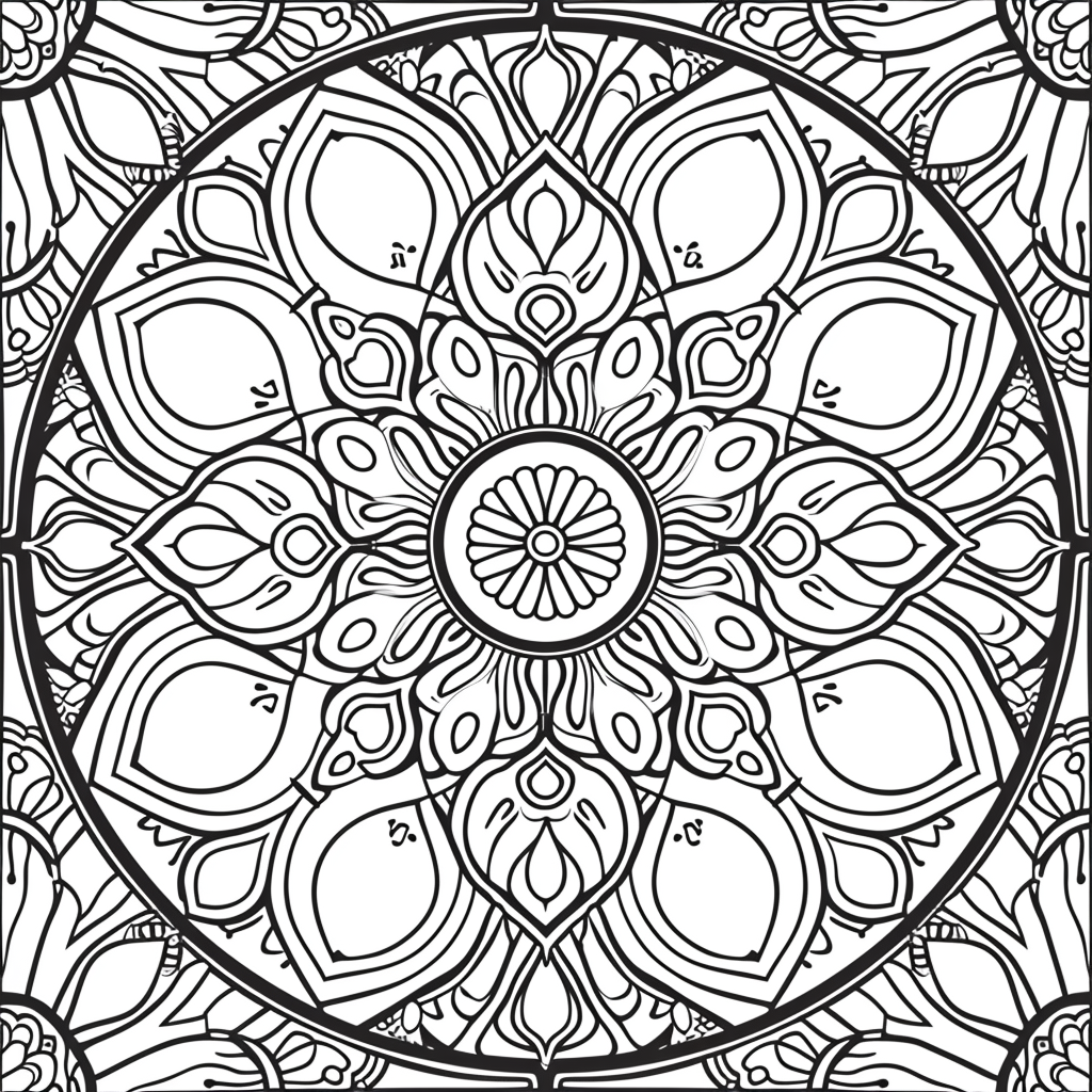Mandala-style coloring design