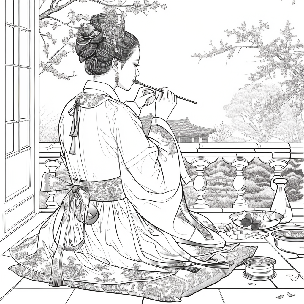 Tranquil Moments: Korean Lady with Tea in Winter