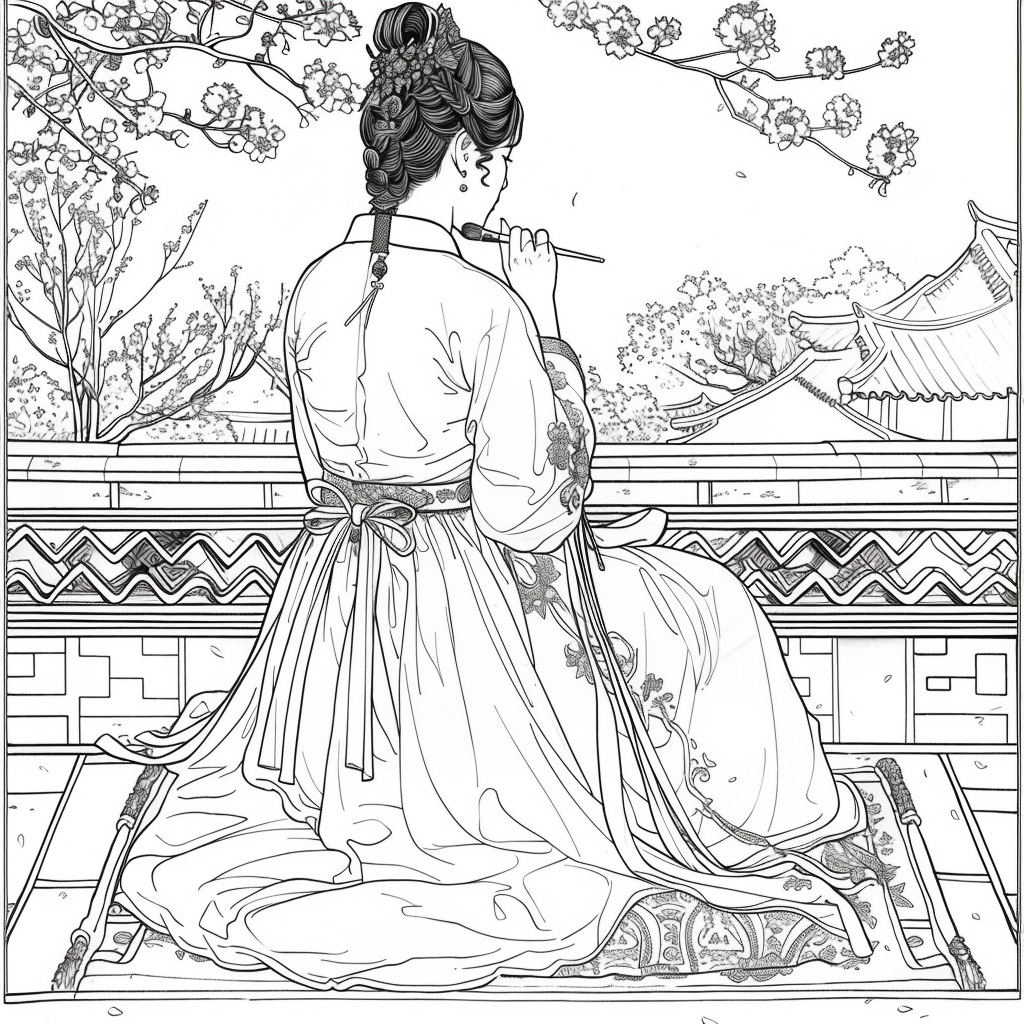 Tranquil Moments: Korean Lady with Tea in Winter