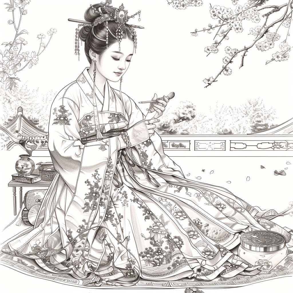 Tranquil Moments: Korean Lady with Tea in Winter