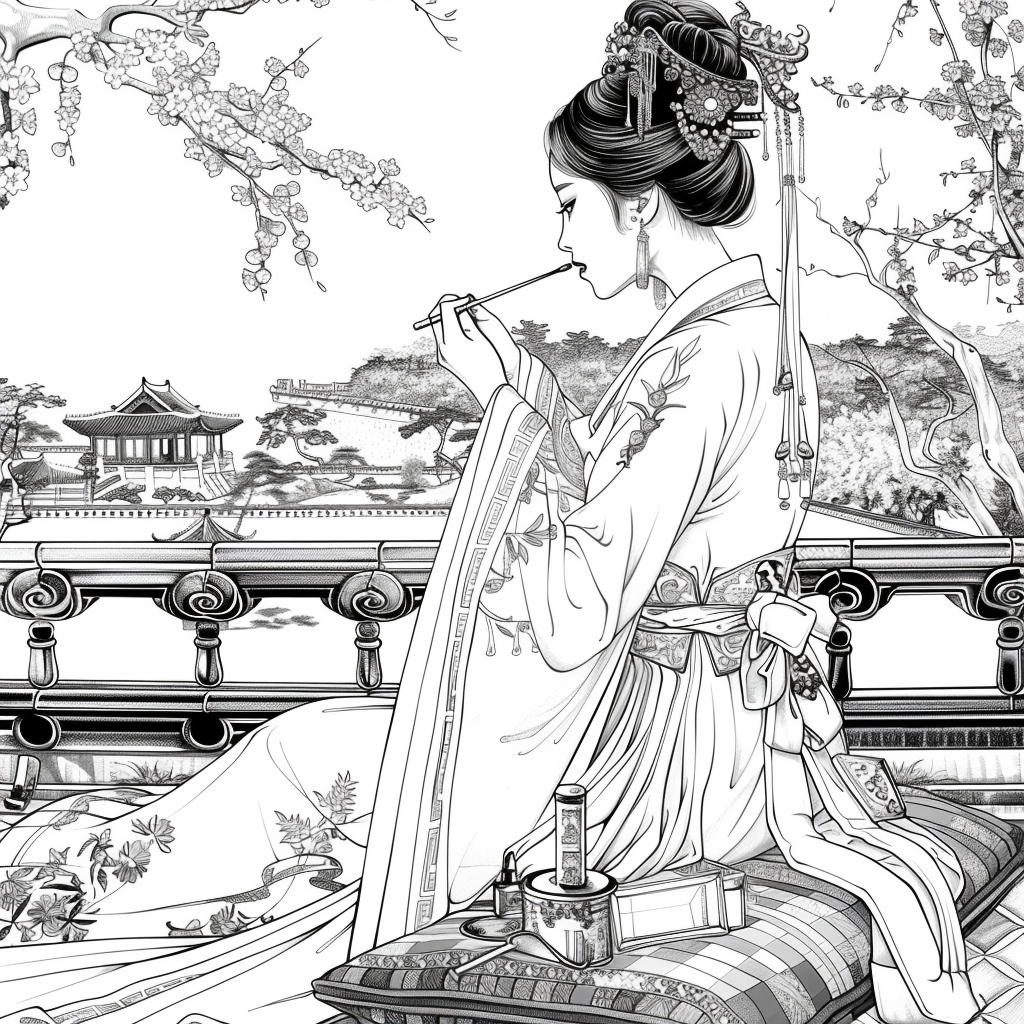 Tranquil Moments: Korean Lady with Tea in Winter