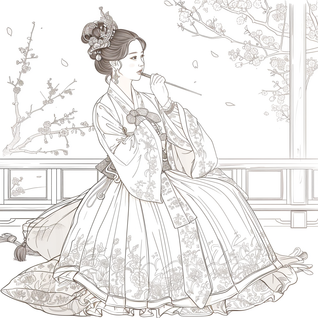 Tranquil Moments: Korean Lady with Tea in Winter