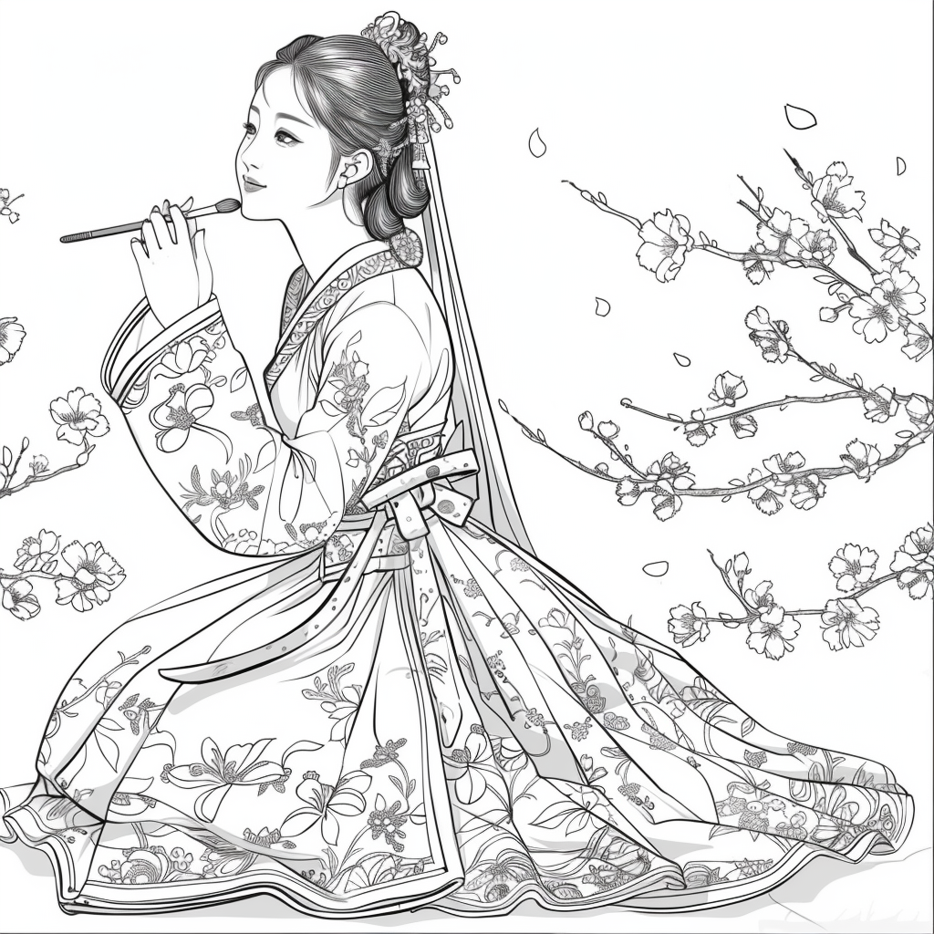 Tranquil Moments: Korean Lady with Tea in Winter