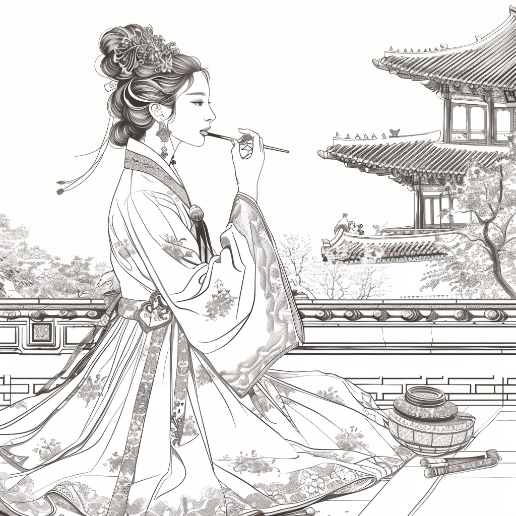 Tranquil Moments: Korean Lady with Tea in Winter