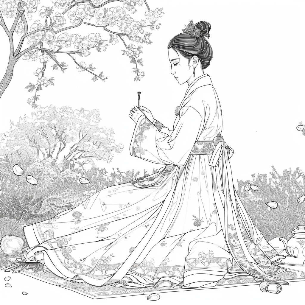 Tranquil Moments: Korean Lady with Tea in Winter