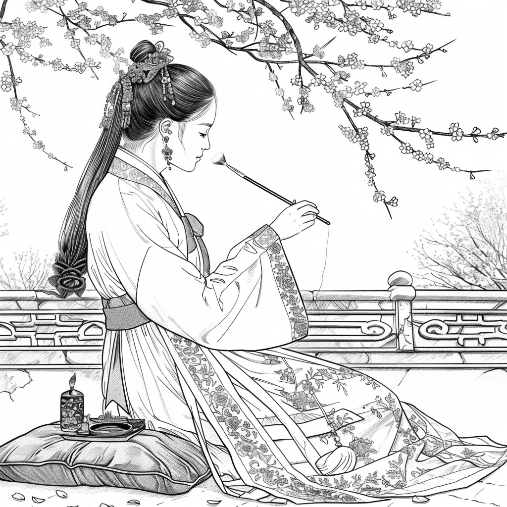 Tranquil Moments: Korean Lady with Tea in Winter