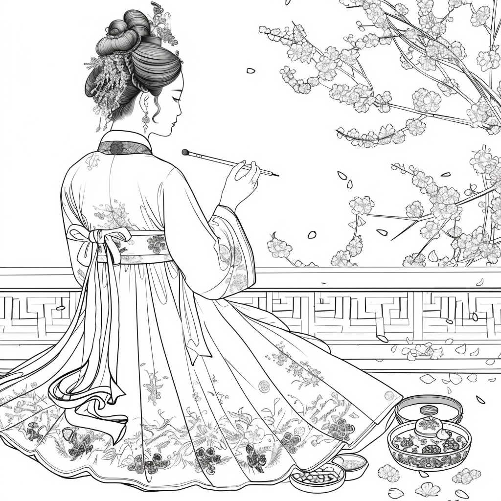 Tranquil Moments: Korean Lady with Tea in Winter