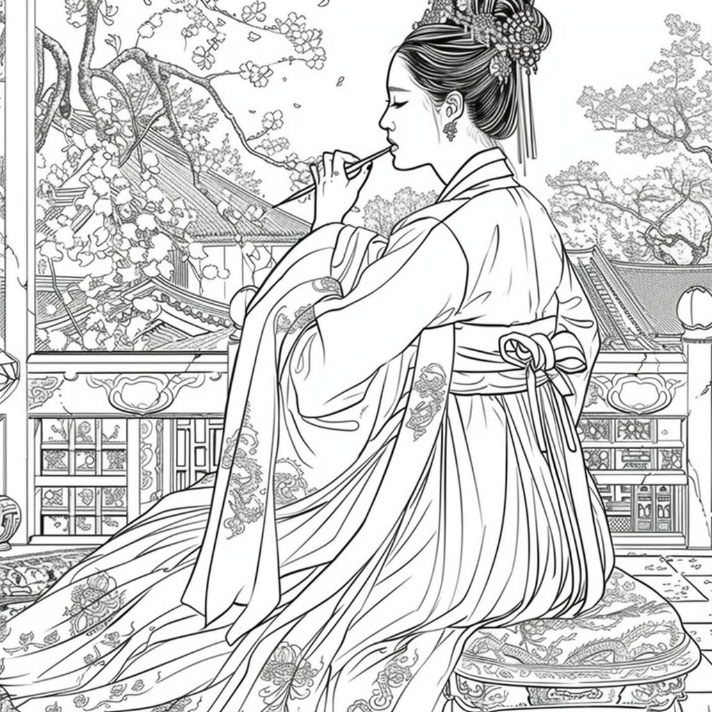 Tranquil Moments: Korean Lady with Tea in Winter