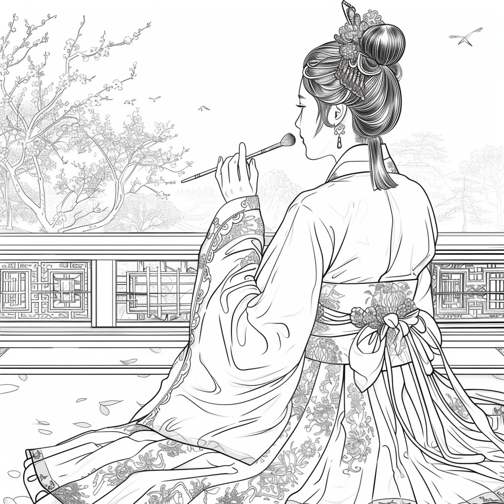 Tranquil Moments: Korean Lady with Tea in Winter