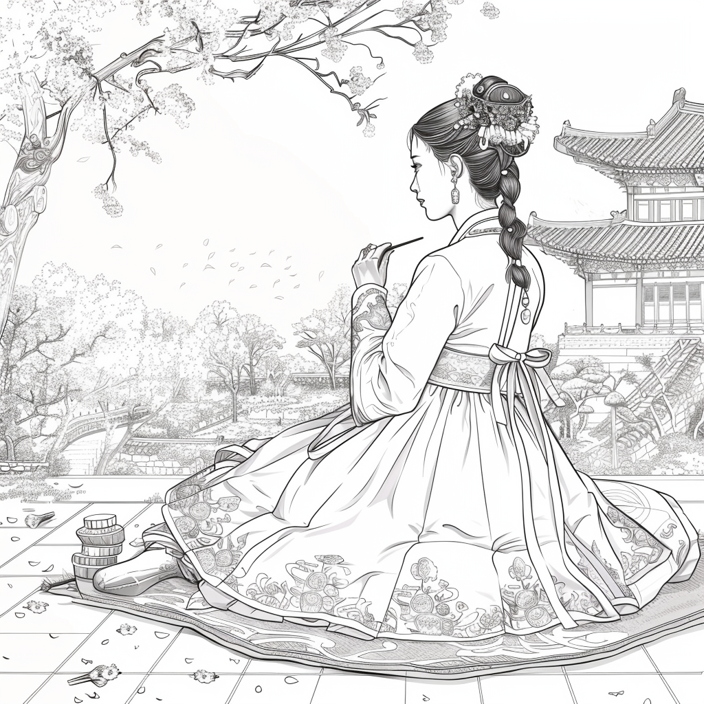 Tranquil Moments: Korean Lady with Tea in Winter