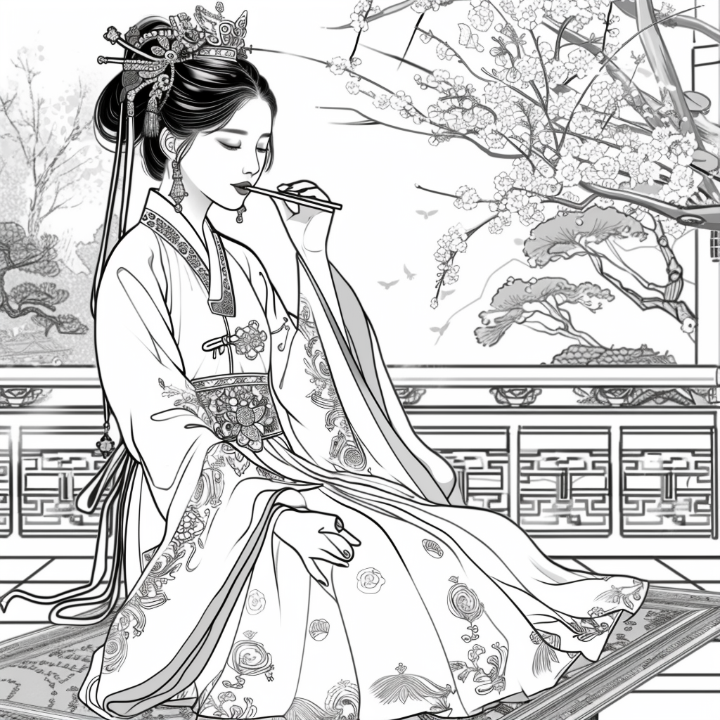 Tranquil Moments: Korean Lady with Tea in Winter