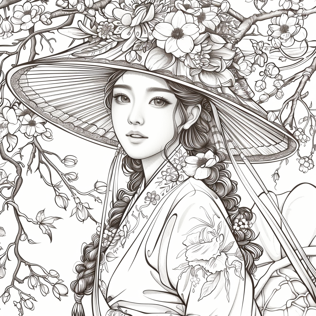 Blossoms Beneath the Wide-Brimmed Hat