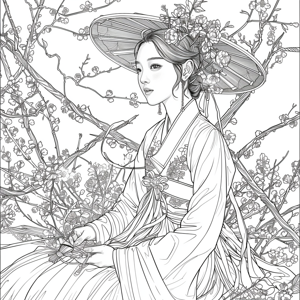 Blossoms Beneath the Wide-Brimmed Hat