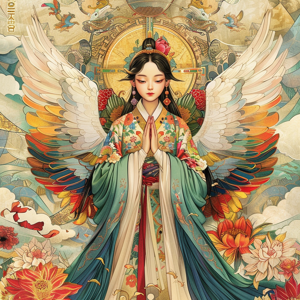 Celestial Harmony: The Winged Guardian of Light