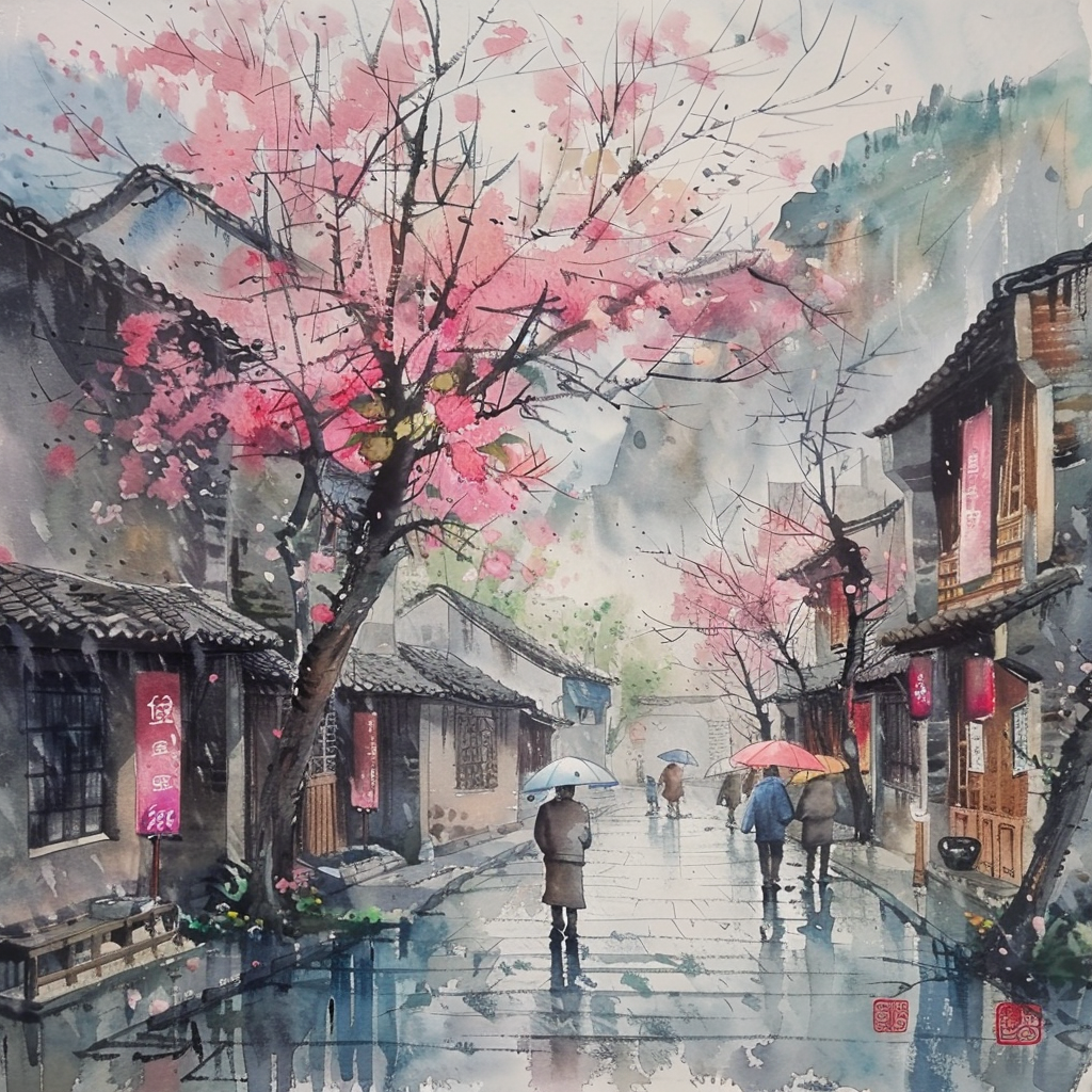 Spring Showers in the Courtyard