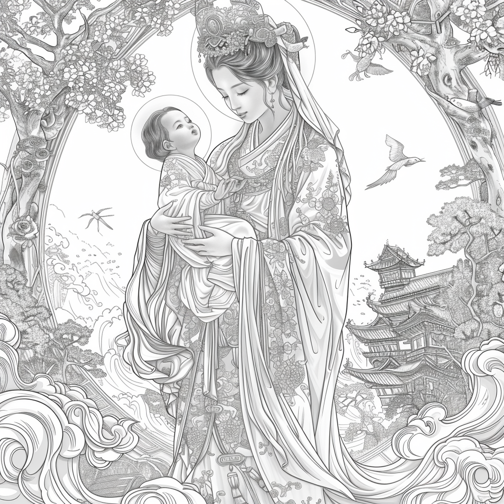 Sanctuary of Blossoms – The Sacred Mother and Child