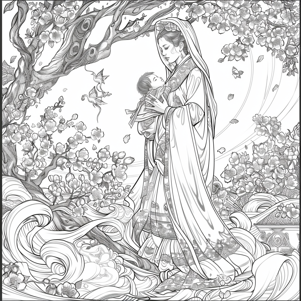 Sanctuary of Blossoms – The Sacred Mother and Child