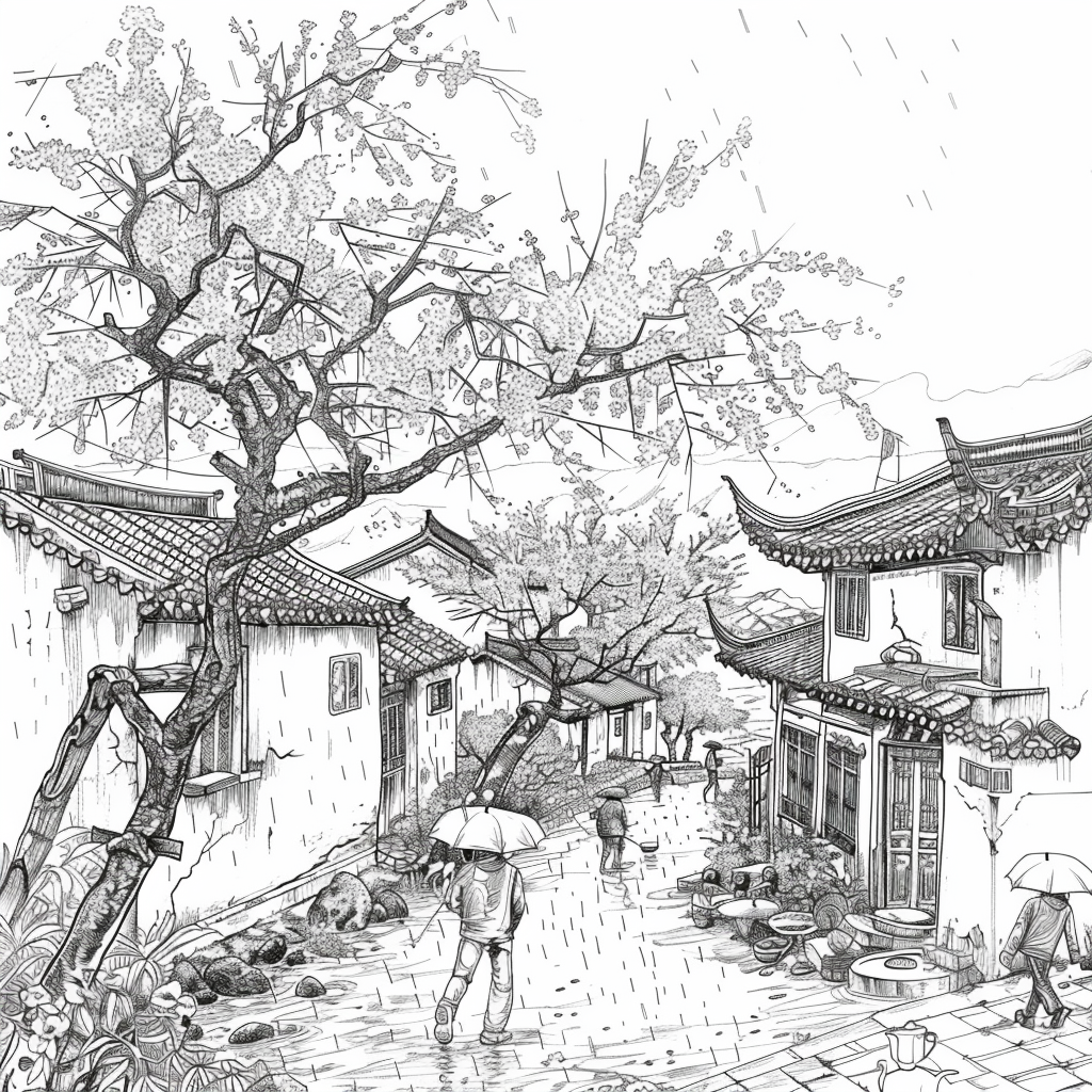 Spring Showers in the Courtyard