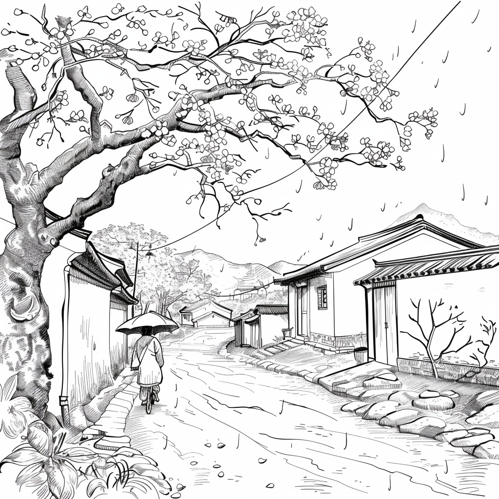 Spring Showers in the Courtyard