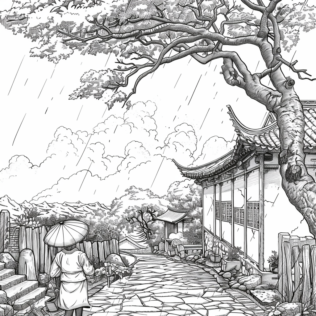 Spring Showers in the Courtyard