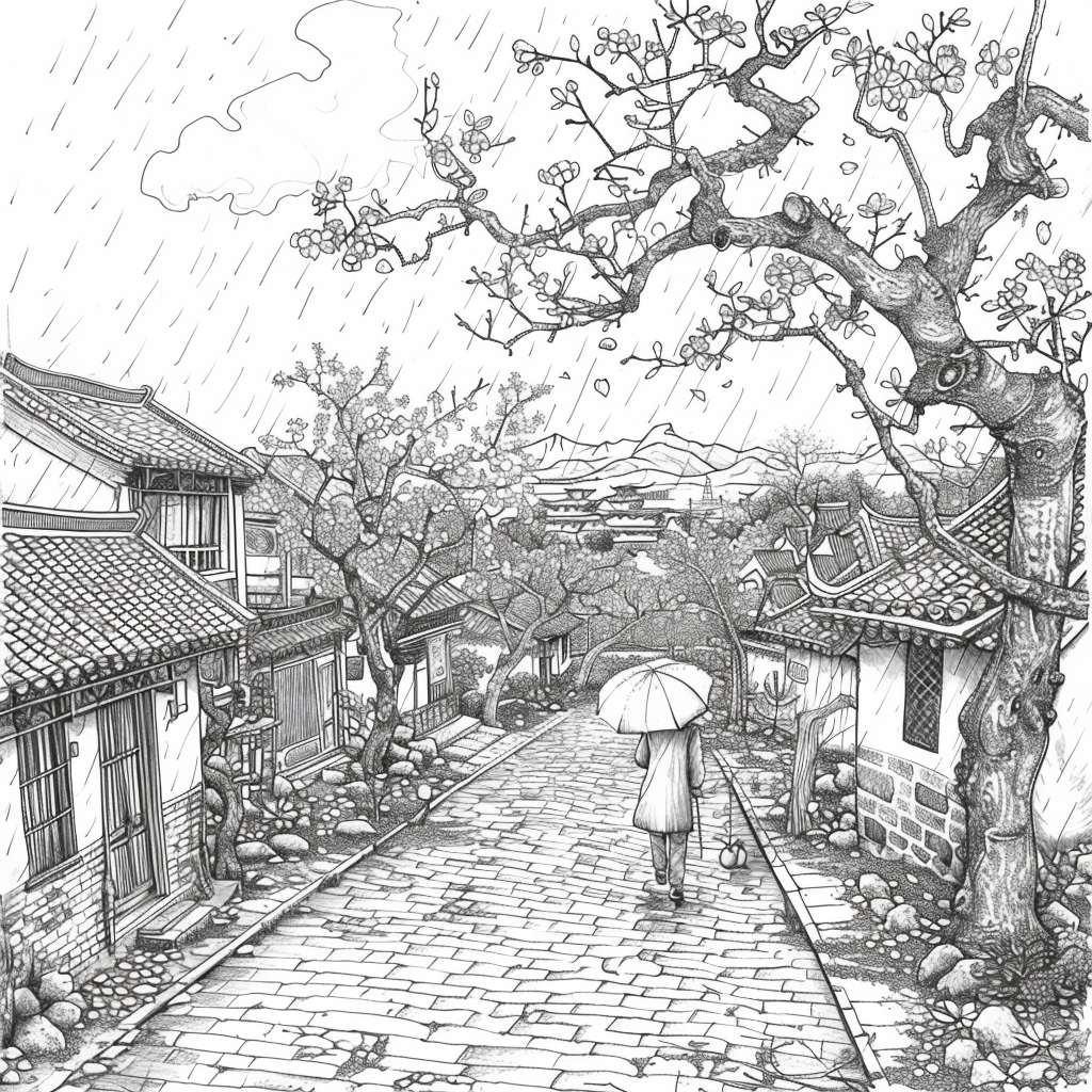 Spring Showers in the Courtyard