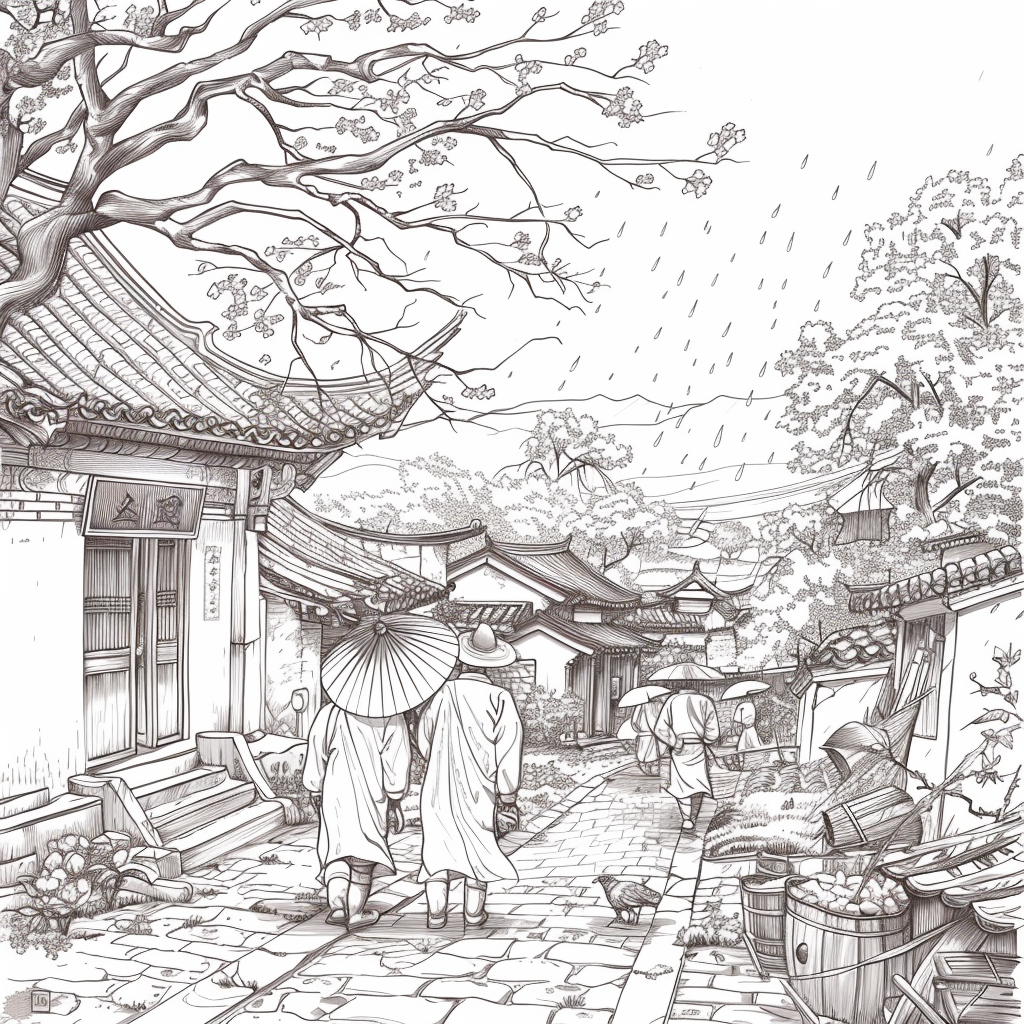 Spring Showers in the Courtyard