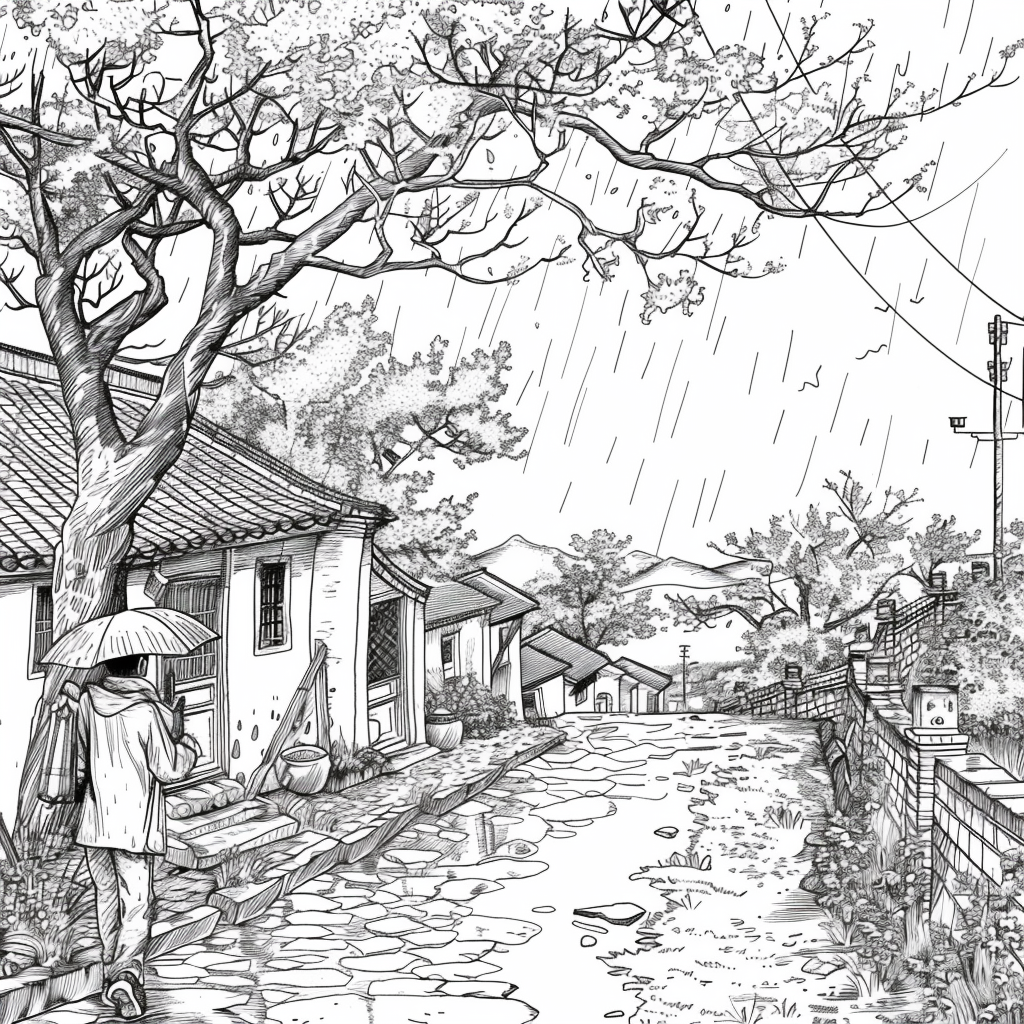 Spring Showers in the Courtyard
