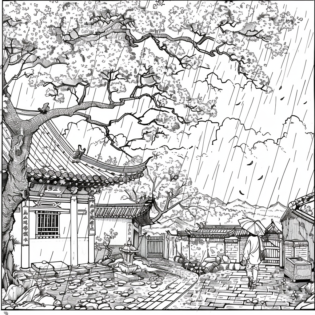 Spring Showers in the Courtyard