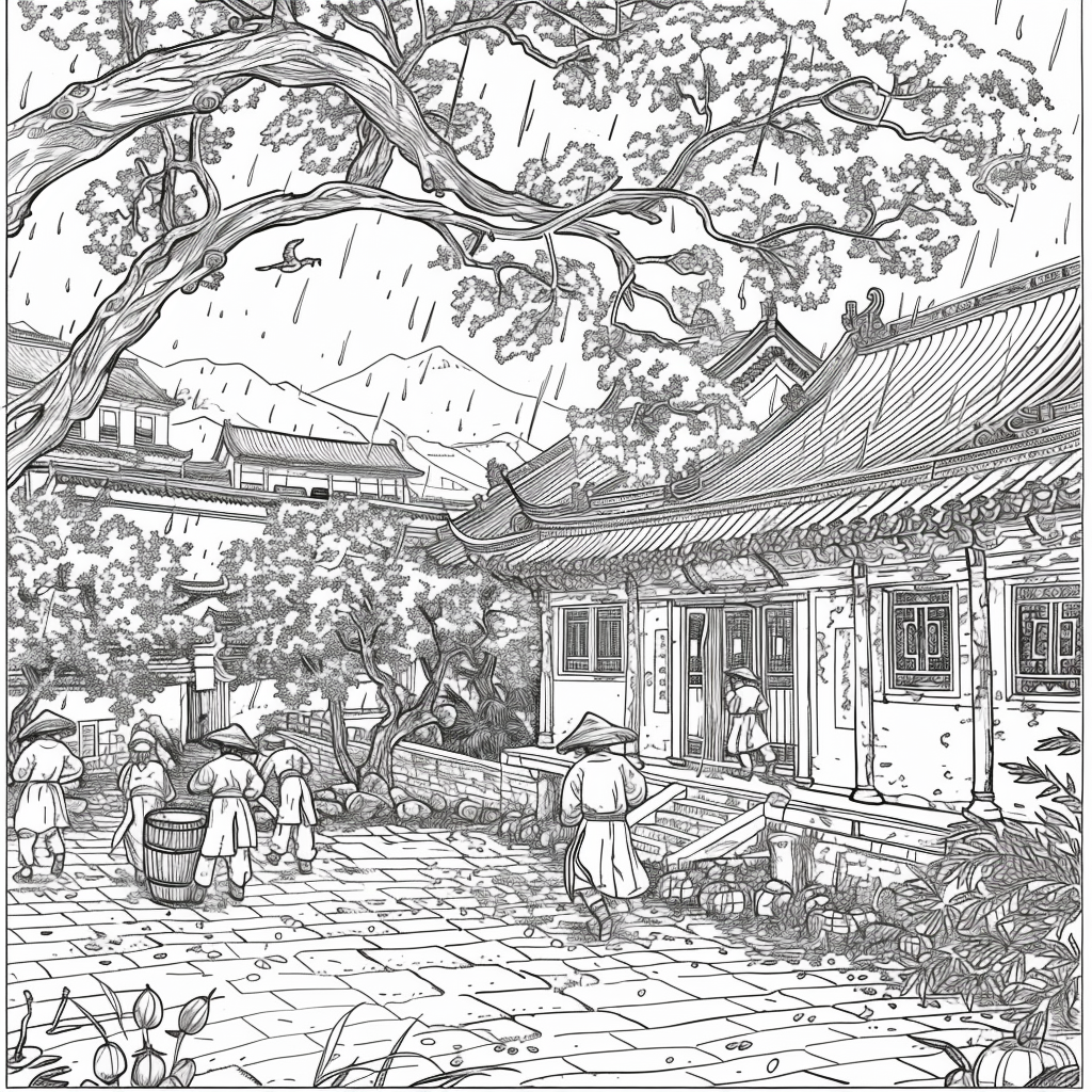 Spring Showers in the Courtyard