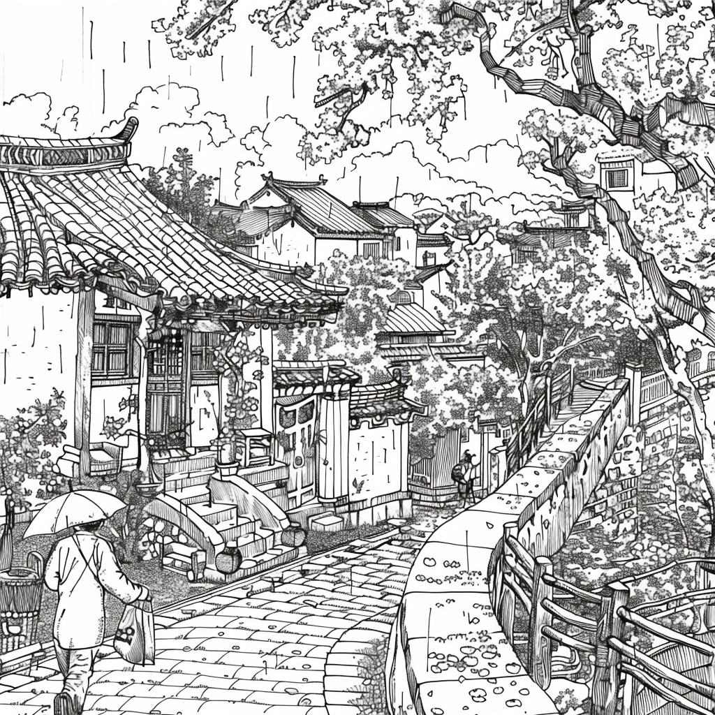 Spring Showers in the Courtyard