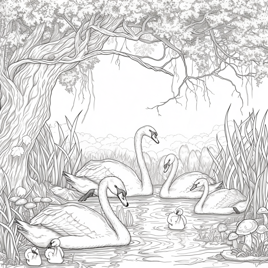 Swans of the Birch Forest