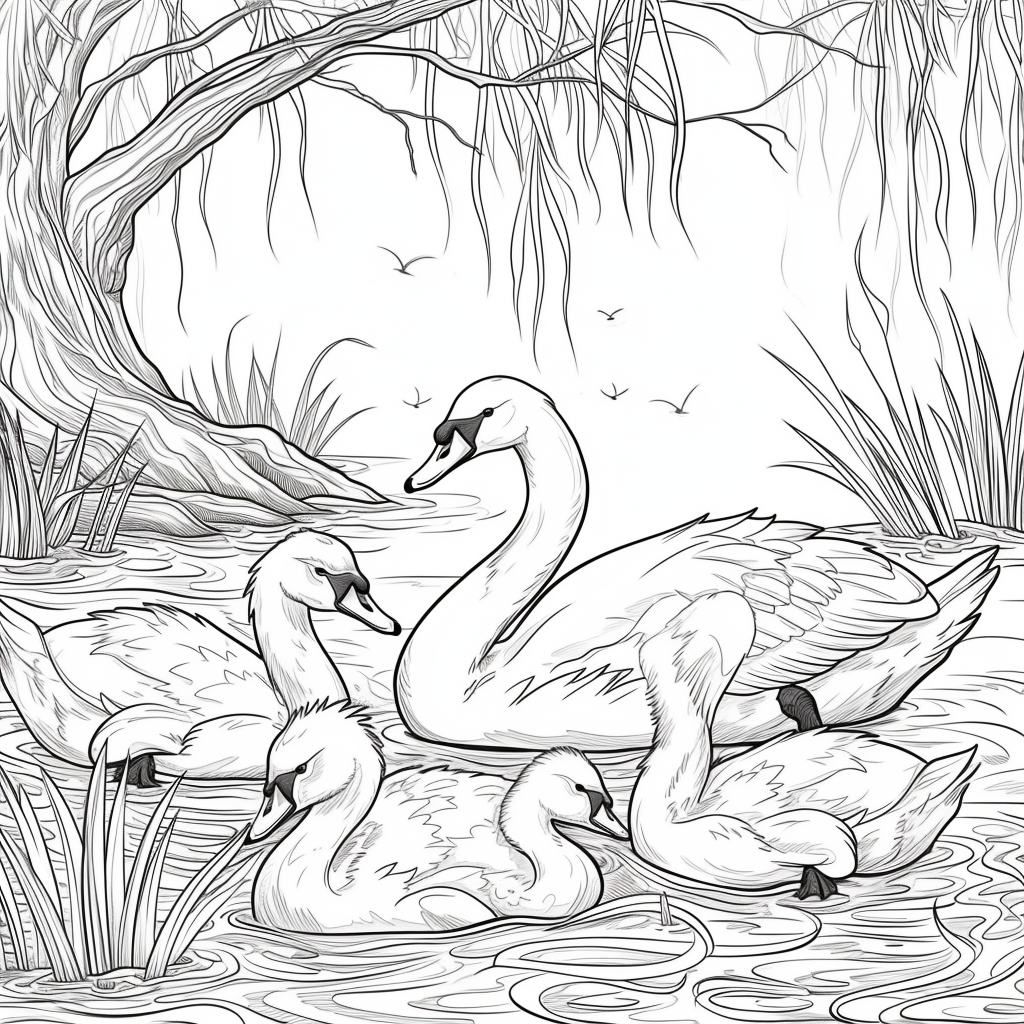 Swans of the Birch Forest