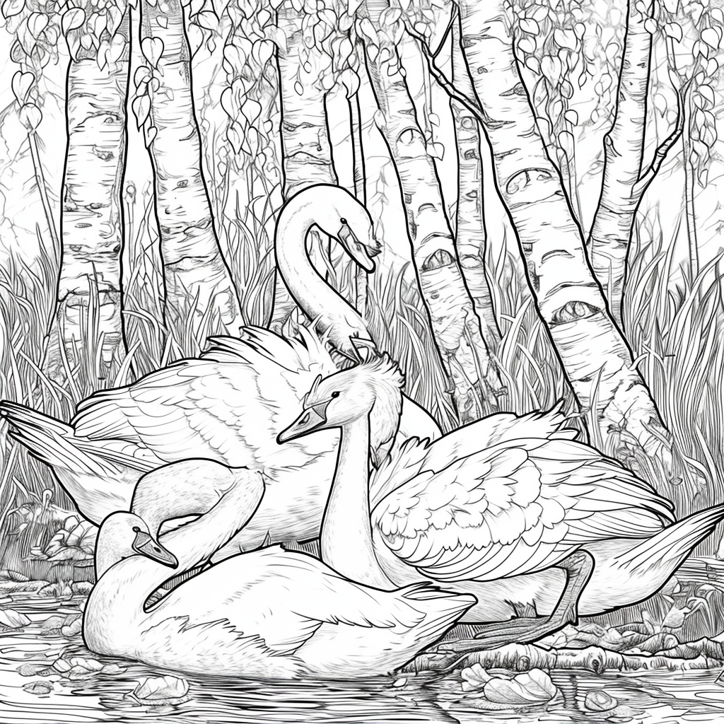 Swans of the Birch Forest