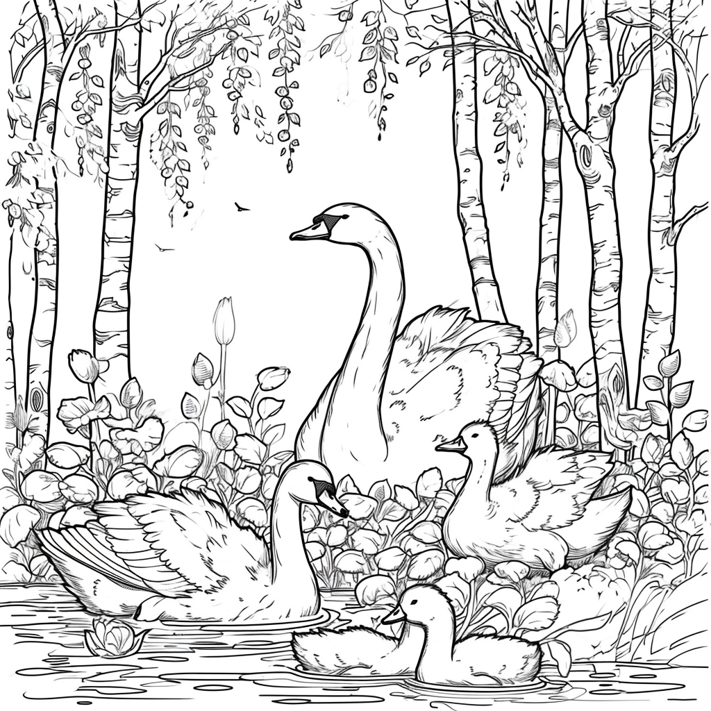 Swans of the Birch Forest