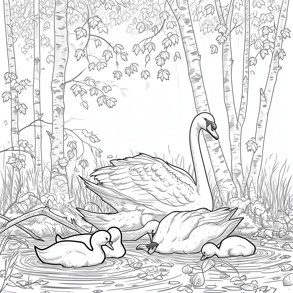 Swans of the Birch Forest
