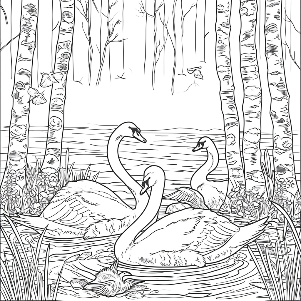 Swans of the Birch Forest