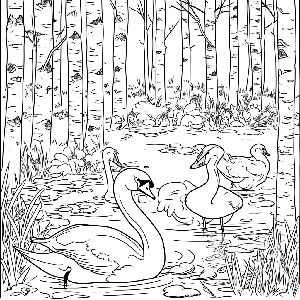 Swans of the Birch Forest