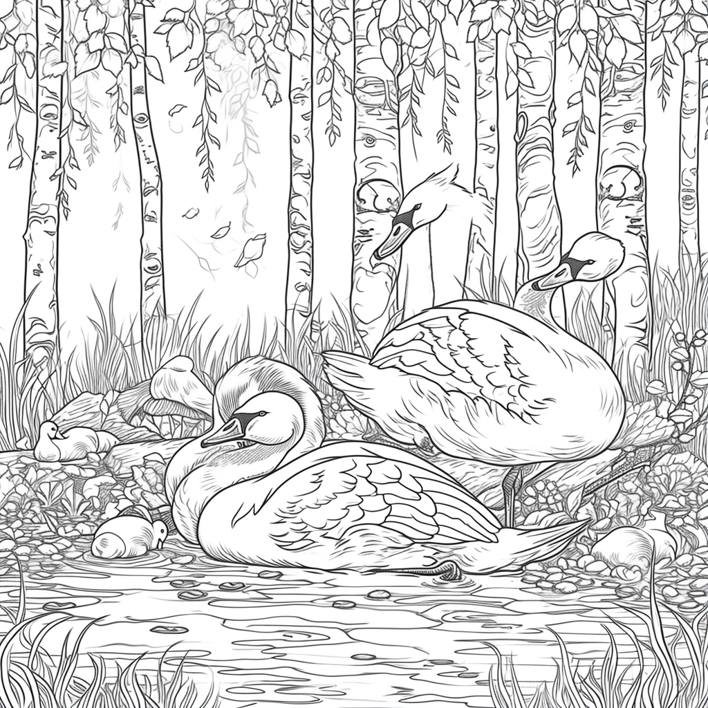 Swans of the Birch Forest