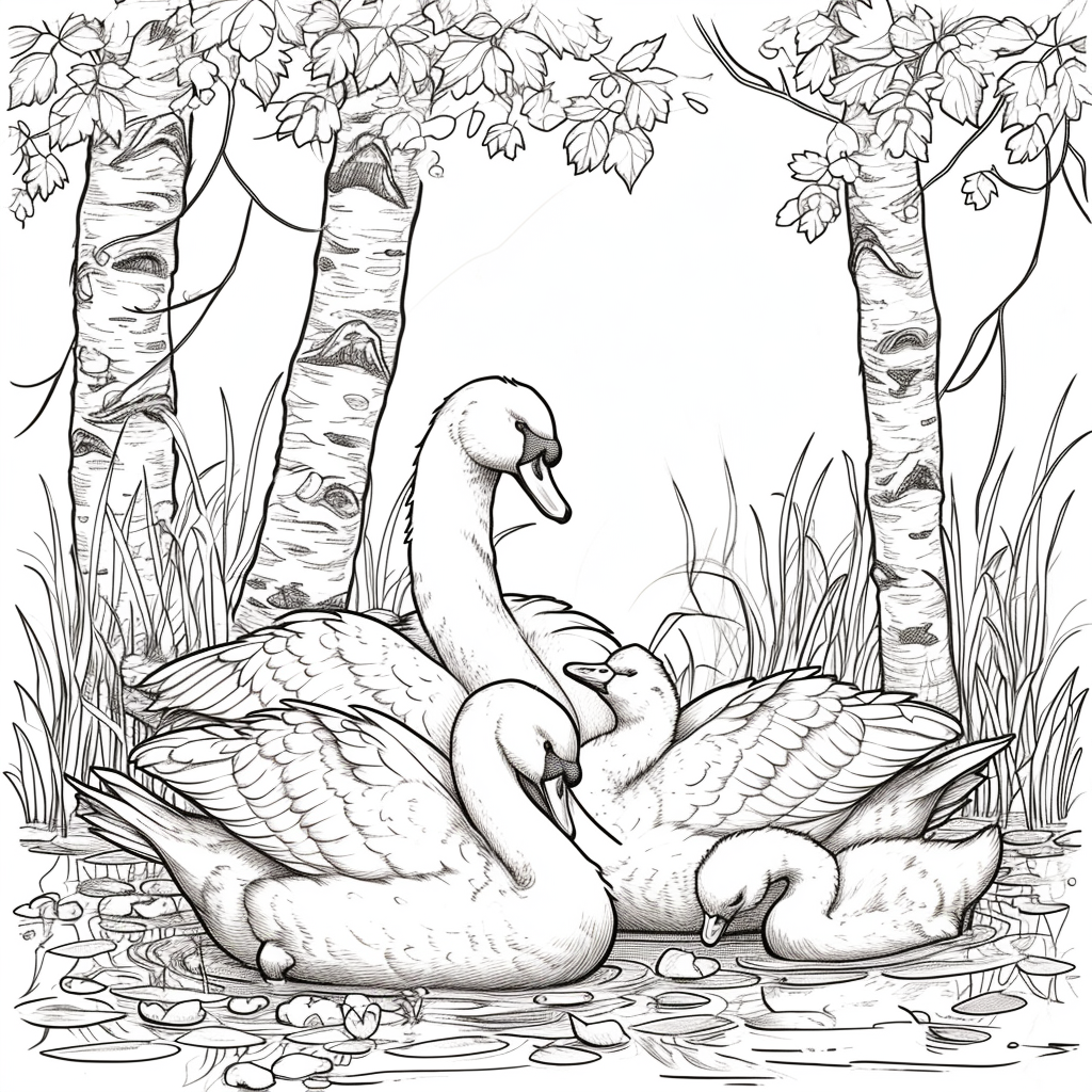 Swans of the Birch Forest
