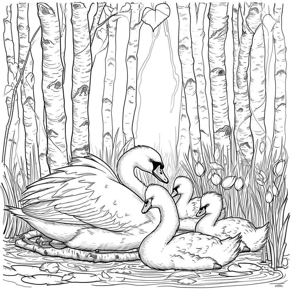 Swans of the Birch Forest