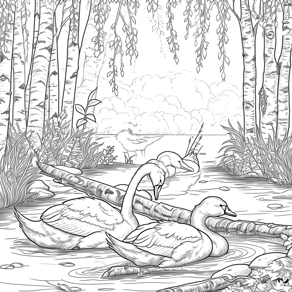 Swans of the Birch Forest