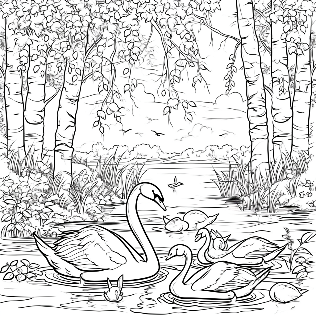 Swans of the Birch Forest