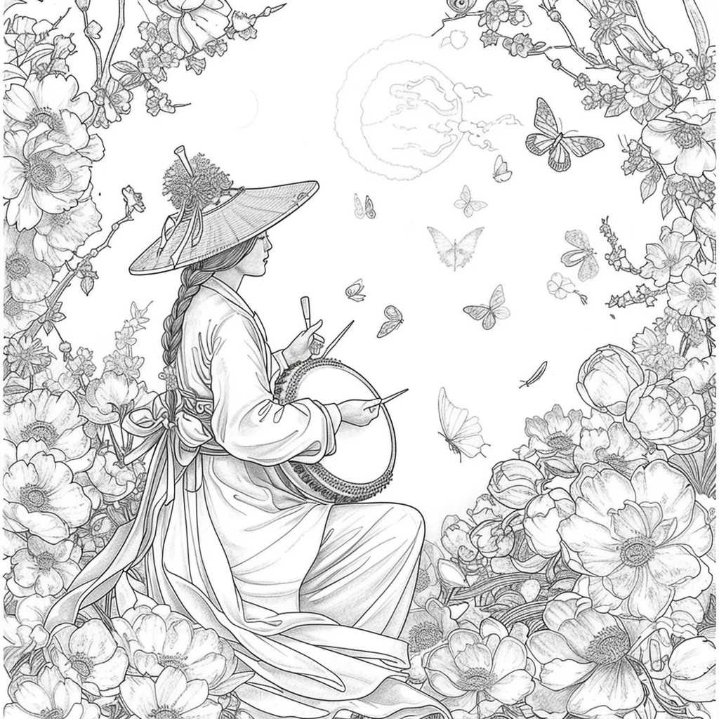 Blossoms of Elegance: Korean Maiden in Bloom
