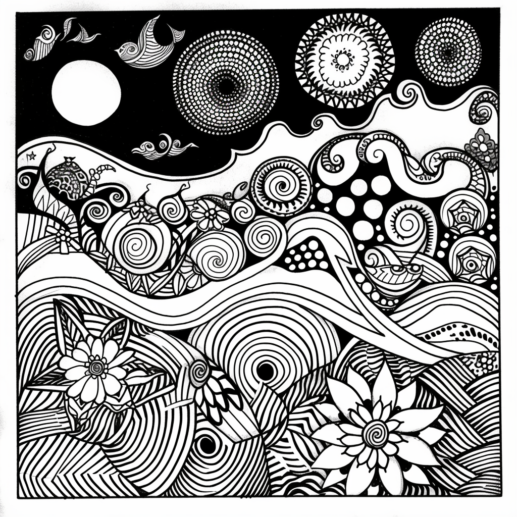 Whispers of Nature: A Zen Doodle Symphony