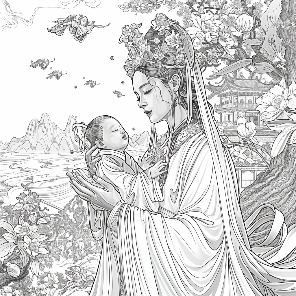 Sanctuary of Blossoms – The Sacred Mother and Child