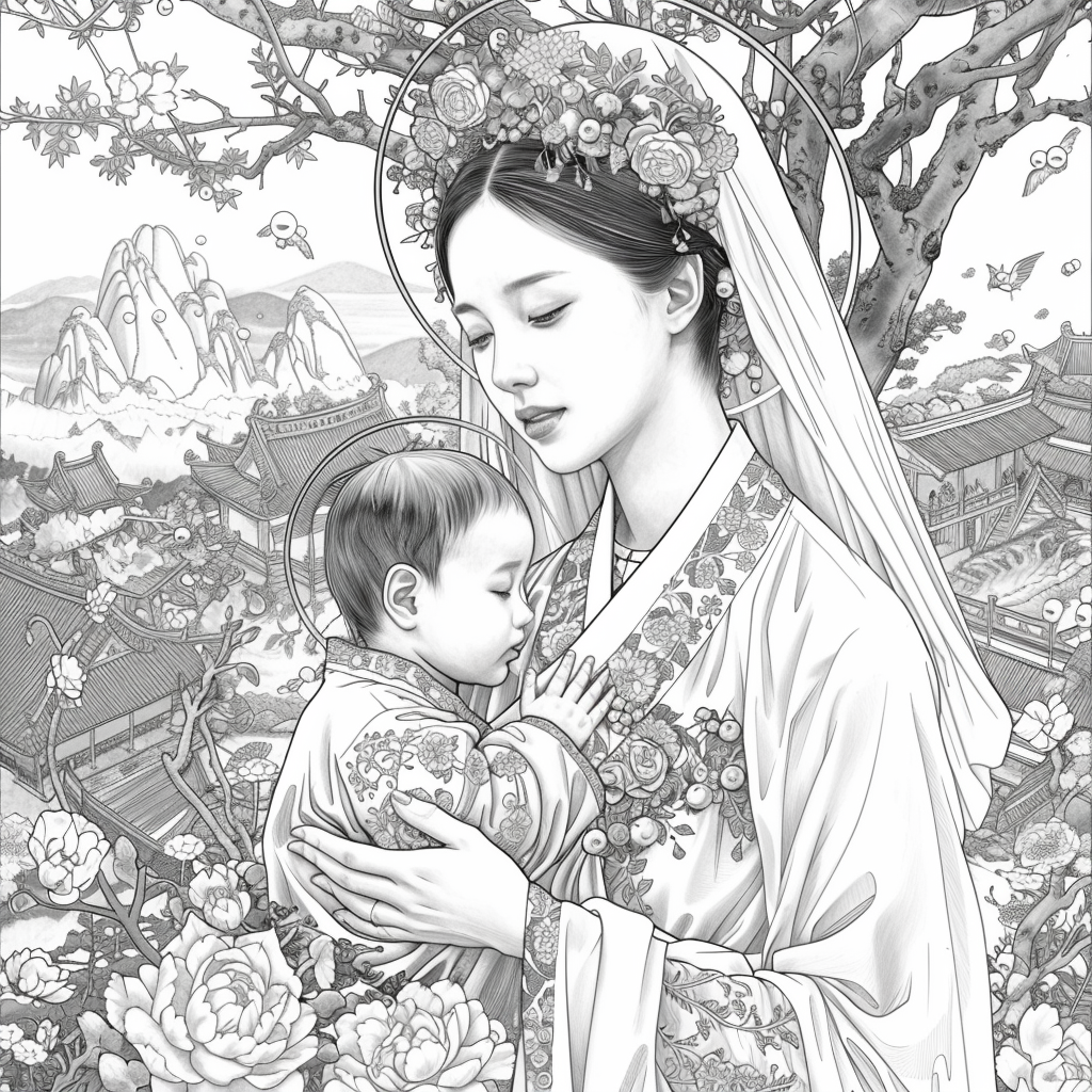 Sanctuary of Blossoms – The Sacred Mother and Child