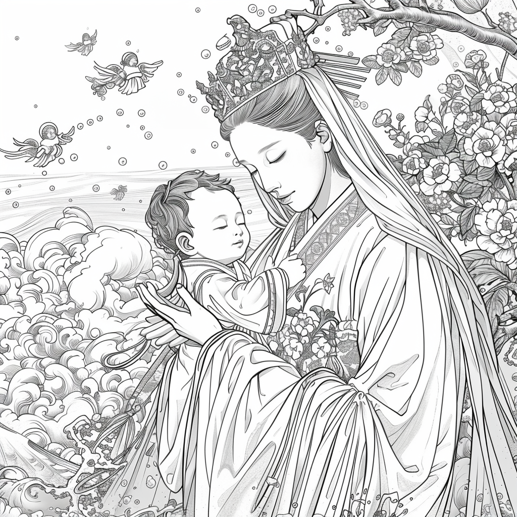 Sanctuary of Blossoms – The Sacred Mother and Child